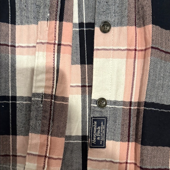 Abercrombie & Fitch Sz M Women’s Boyfriend Flannels-Black, White, Pink, and Blue - Picture 4 of 9